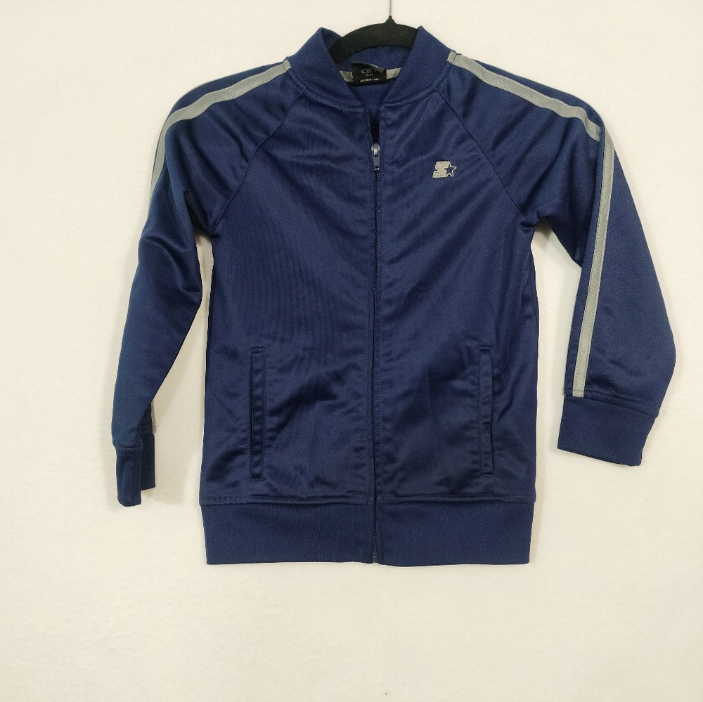 Starter Navy Track Jacket with Grey Stripes